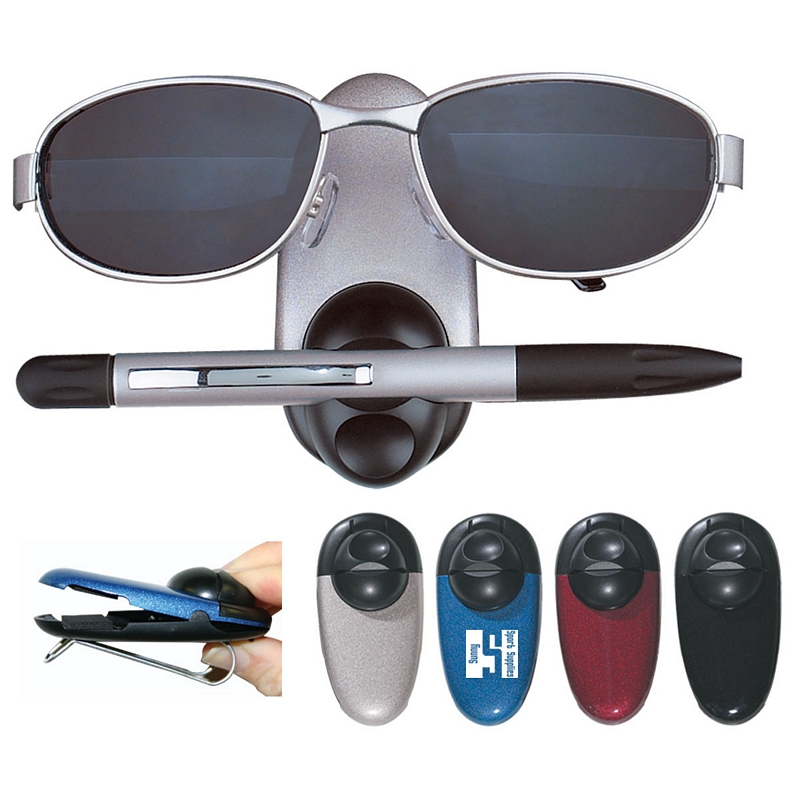 Customized Dual Sunglasses and Pen Holder Sun Visor Clip Promotional