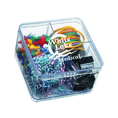 Customized Compact Desk Organizer Clear Top with Clear Base Promotional Office Kits: Customized Compact Desk Organizer Clear Top with Clear Base