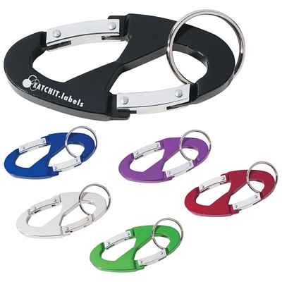 Promotional Carabiners: Customized Double Hook Carabiner with Key Ring