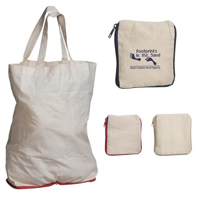 Promotional Tote Bags: Customized Foldable Cotton Tote Bag with Zipper