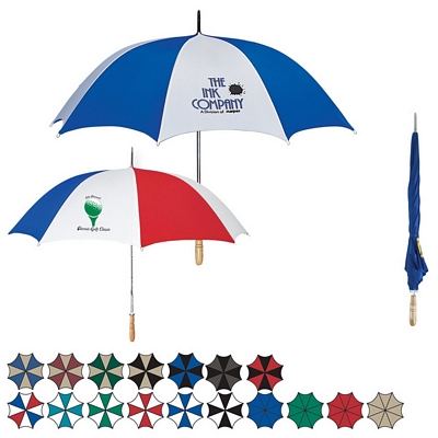Promotional Umbrellas: Customized 60 Golf Umbrella with Wooden Handle