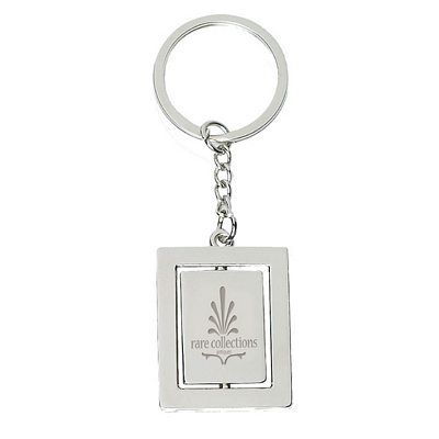 Promotional Key Chains: Customized Double Rectangle Silver Key Chain
