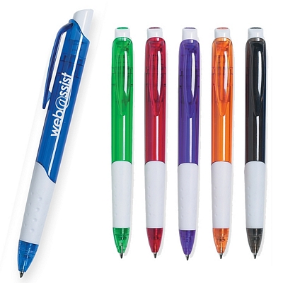 Customized Excel White Grip Retractable Pen Promotional Plastic Pens: Customized Excel White Grip Retractable Pen