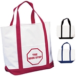 Promotional Tote Bags: Customized White Polyester Tote Bag Two Tone