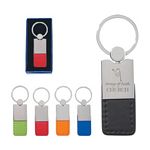 Promotional Products: Metal Simulated Leather Key Tag