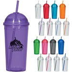 Promotional Tumblers: Customized 24 oz. Double Wall Acrylic Domed Tumbler With Straw