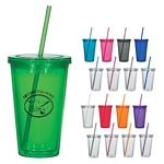 Promotional Tumblers: Customized 16 oz. Double Wall Acrylic Tumbler With Straw
