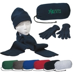 Promotional Beanie Cap Sets: Customized Embroidered Keep Warm Winter Set - Gloves, Beanie Cap, Scarf