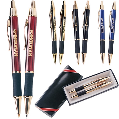 Promotional Pens: Monaco Gold Pen and Pencil Gift Set Customized Pen: Monaco Gold Pen and Pencil Gift Set