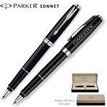 Customized Parker Sonnet Laque Black CT Roller Ball Pen