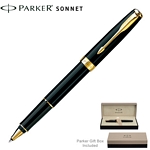 Customized Parker Sonnet Laque Black GT Roller Ball Pen