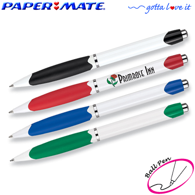 Promotional Pen: Paper Mate Plunge White Barrel Ball Point Pen Customized Pens: Paper Mate Plunge White Barrel Ball Point Pen