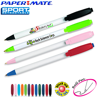 Promotional Pen: Paper Mate Sport White Barrel Retractable Pen Customized Pens: Paper Mate Sport White Barrel Retractable Pen