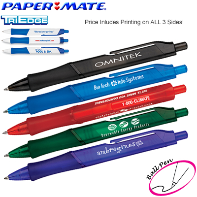 Promotional Pen: Paper Mate TriEdge Frosted Barrel Ball Point Pen Customized Pens: Paper Mate TriEdge Frosted Barrel Ball Point Pen