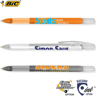 Customized Pens: BIC Media Clic Ice Pen with Rubber Grip