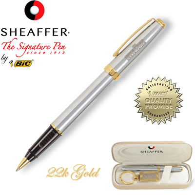 Promotional Pen: Sheaffer Prelude Chrome 22K Gold Roller Ball Pen Customized Pens: Sheaffer Prelude Chrome 22K Gold Roller Ball Pen