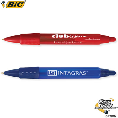 Customized Pens: BIC Tri Stic WideBody Clear Pen with Color Grip