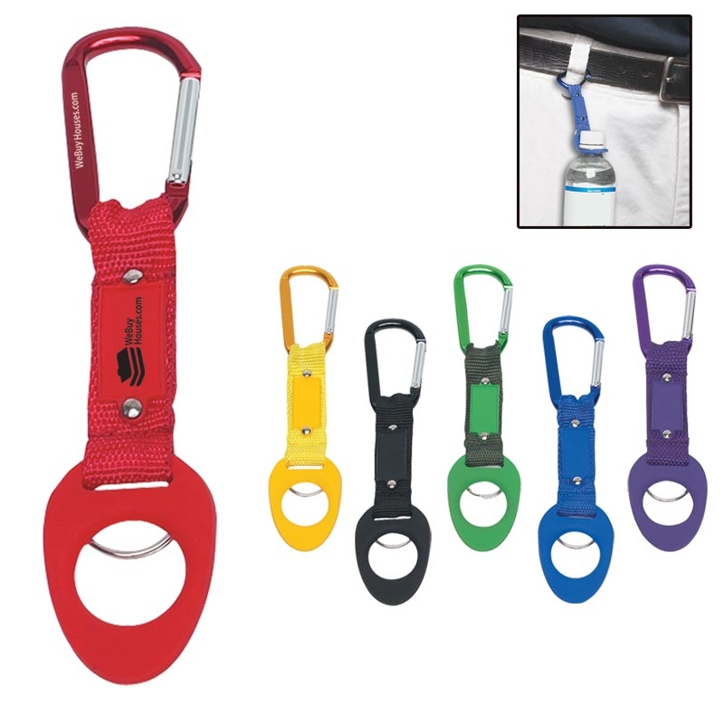 Customized 6mm Carabiner with Travel Water Bottle Holder Promotional