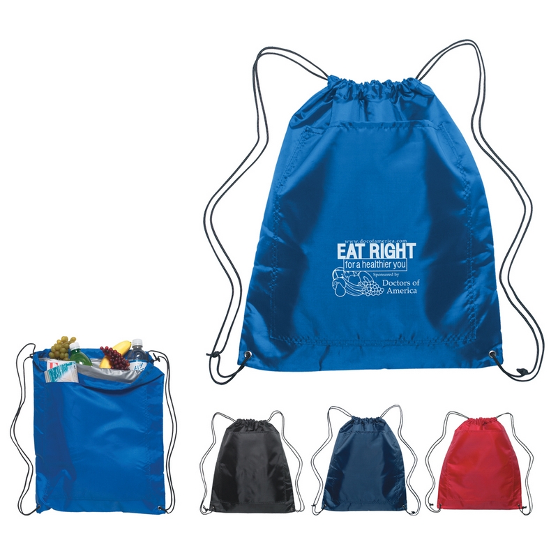 drawstring backpack with logo