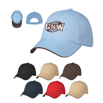Customized Washed Herringbone 6-Panel Cap Promotional Caps: Customized Washed Herringbone 6-Panel Cap