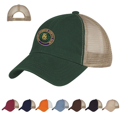 Promotional Caps: Customized Washed Cotton Mesh Back Cap