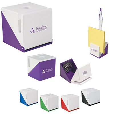 Customized Cubic Sticky Note Pen Stand Promotional Pen Holders: Customized Cubic Sticky Note Pen Stand