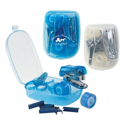 Customized Travel Stationery Kit with Scissors, Tape, Stapler Promotional Office Kits: Customized Travel Stationery Kit with Scissors, Tape, Stapler