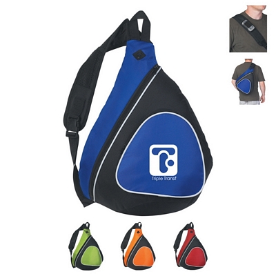 Customized Sling Two-Tone Backpack with Black Trim Promotional Sling Bags: Customized Sling Two-Tone Backpack with Black Trim