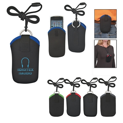Customized Neoprene Portable Electronic Neck Case Promotional Phone Holders: Customized Neoprene Portable Electronic Neck Case