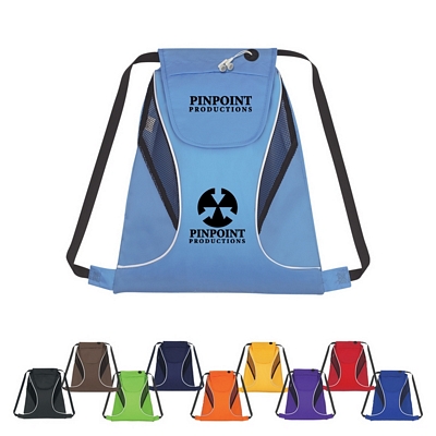Customized Sports Drawstring Pack With Mesh Sides Promotional Drawstring Bags: Customized Sports Drawstring Pack With Mesh Sides