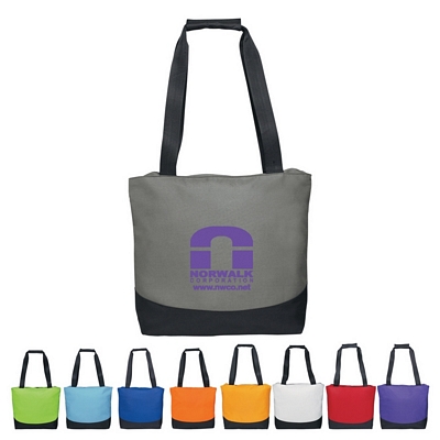 Customized Curve Two-Tone Tote Bag Promotional Tote Bags: Customized Curve Two-Tone Tote Bag
