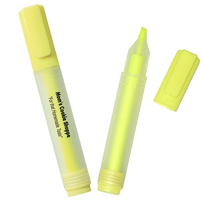 Promotional Highlighters: Customized Rectangular Highlighter with Frosted Barrel & Yellow Chisel Tip