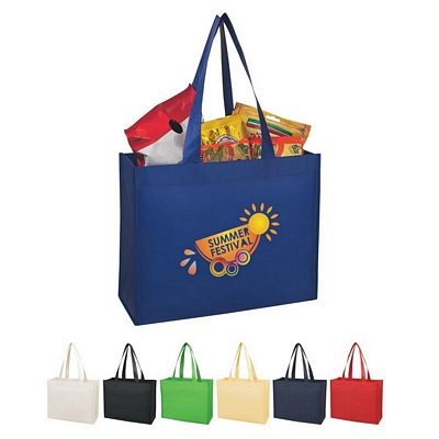 Promotional Shopping Tote Bags: Customized Matte Laminated Wide-Mouth Non-Woven Shopper Tote Bag