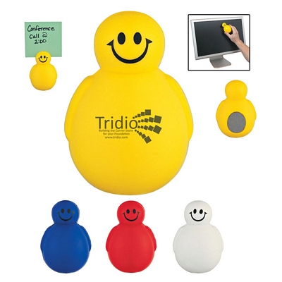 Customized Smiley Memo Holder And Screen Cleaner Promotional Stress Relievers: Customized Smiley Memo Holder And Screen Cleaner