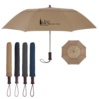 Promotional Umbrellas: Customized 44 Arc Telescopic Folding Wood Handle Umbrella