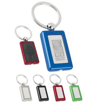 Customized Rectangle Metal Light Key Tags Promotional Key Chains: Customized Rectangle Metal Light Key Tags