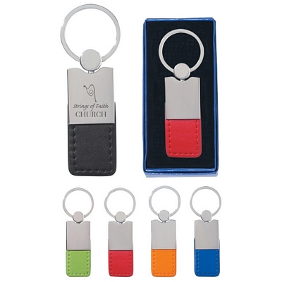 Promotional Key Chains: Customized Metal Simulated Leather Key Tag