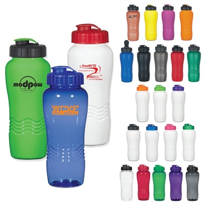 Customized Poly-Clear 26 oz Wave Bottle Promotional Plastic Sports Bottles: Customized Poly-Clear 26 oz Wave Bottle
