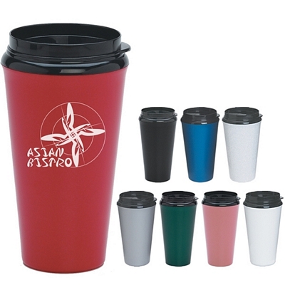 Promotional Travel Mugs: Customized 16 oz. Infinity Tumbler with Plastic Sip Thru Lid