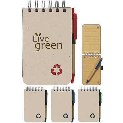 Customized Eco-Rich Spiral Jotter & Pen Promotional EcoFriendly Notebooks: Customized Eco-Rich Spiral Jotter & Pen