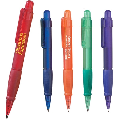 Customized Plastic Retractable Tri-Grip Pen Promotional Plastic Pens: Customized Plastic Retractable Tri-Grip Pen