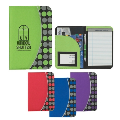 Customized NonWoven 5 x 7 Polk-A-Dot Padfolio Promotional Junior Padfolios: Customized NonWoven 5 x 7 Polk-A-Dot Padfolio
