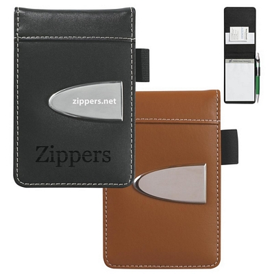 Customized Eclipse Bonded Leather Flip Open Jotter Pad Promotional Jotter Pads: Customized Eclipse Bonded Leather Flip Open Jotter Pad