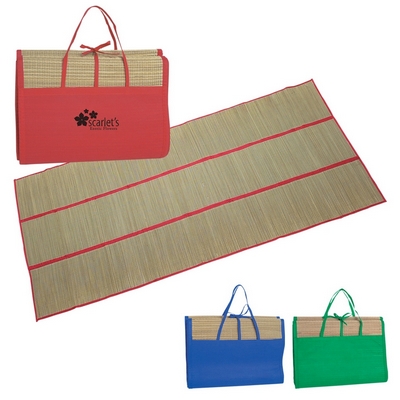 Customized Straw Beach Mat Tote Bag Promotional Beach Mats: Customized Straw Beach Mat Tote Bag
