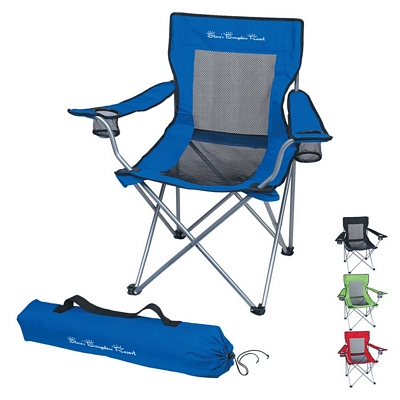 Promotional Chairs: Customized Mesh Folding Chair with Carrying Bag