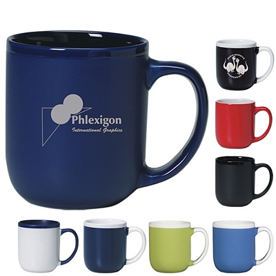 Promotional Ceramic Mugs: Customized 17 oz. Two-Tone Majestic Coffee Mug