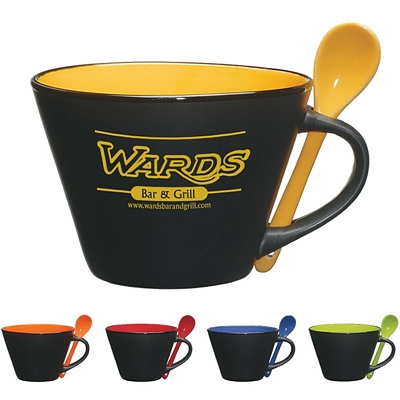 Customized 16 oz. Aztec Soup Mug Promotional Spooner Soup Mugs: Customized 16 oz. Aztec Soup Mug