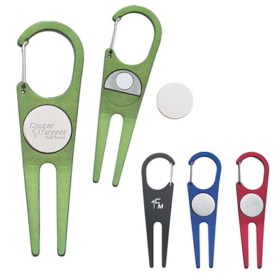 Promotional Gold Kits: Customized Aluminum Clip Divot Tool with Ball Marker