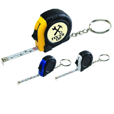Promotional Tape Measures: Customized Rubber Tape Measure Key Tag with Laminated Label