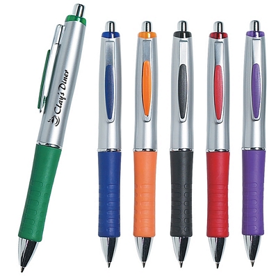 Customized The Focus Retractable Color Grip Pen Promotional Plastic Pens: Customized The Focus Retractable Color Grip Pen